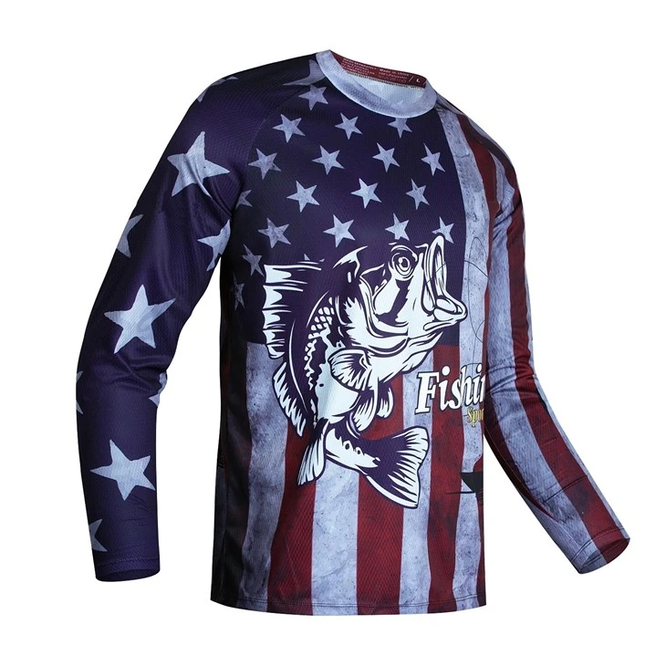 Graphic Fish Print Fishing Long Sleeve Tee manufacturers